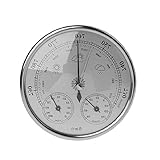 Abcidubxc 130 Mm Luftdruck Temperatur Hygrometer, Wetterstation DREI-in-Eins Barometerfolie Metallbox Barometer Thermometer Innen Außen Mit S