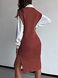 Claiyi Pulloverkleid für Damen, sexy, rot, geteilt, Oberschenkel, ärmellos, Pulloverkleid ohne Gürtel (Farbe: R, Größe: M)