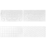 NACTECH 4pcs Prägematte fondant Strukturmatte Silikon Spitze Fondant Matte Transparent Schablonen für Kuchen Tortendeko Kekse Torten Muster Gittermuster(31x16cm)