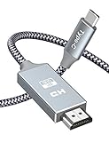 USB C auf HDMI Kabel 4K@30Hz【Aluminiumschale】- Snowkids USB Type C zu HDMI 4K Kabel (Thunderbolt 3 kompatibel) für MacBook Pro/Air, iPad Pro, Surface Book 2, Galaxy, Grau 1,8