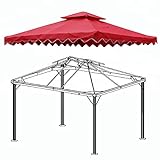 PDFF Pavillondach 3X3m 2-Stufiges Ersatzdach Für Metall Pavillon 200 G/㎡ Pavillonabdeckung Pavillon Zeltplane Gartenplane,R