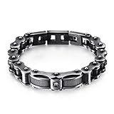 KnBoB Edelstahl Herren Herren Schwarz Zirkonia Biker-Kette Armb