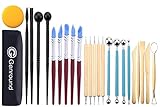 Genround Modellierwerkzeug, 25pcs Skulptur Ton, 5 Dotting Tool, 5 Modellierwerkzeug Silikon, 4 Ball Tool, 4 Modellierwerkzeug, 5 Ton Schnitzwerkzeuge, Schwamm Aufbewahrung