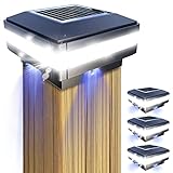 Solar Pfostenkappen Licht, GEYUEYA Home Solarlampe Außen Solar Zaunpfosten Lampe Solar Säulenlampe Landschaft Lampe IP65 Wasserdicht für hölzerne Pfosten, Plattform, Patio, Zaun beleuchtung(4 Stück)