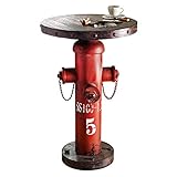 Pureday Beistelltisch Fireplug Hydrant Industrial-Style Shabby Chic Metall/Holz rot ca. 79 cm hoch 50 cm Ø