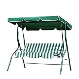 JLSun Loywe Hollywoodschaukel Gartenschaukel Schaukelbank 3-Sitzer mit Dach Stahlgestell,Grün 170x115x156cm JL12