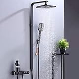 MOC Duschset Duschsystem Regendusche schwarz Duschkopf Mischbatterie 3 Funktion Raum Aluminium Duschsystem mit Brause Wasserhahn Duschköpfe Duscharmatur B