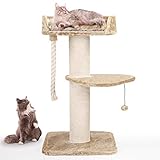 Happypet massiver Premium Kratzbaum, COMPACT Tower I, für große Katzen (Maine Coon), 8mm Sisal, 17 cm Säulen, 120 cm Hoch, C