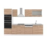 Vicco KÜCHE R-LINE 300 cm KÜCHENZEILE KÜCHENBLOCK EINBAUKÜCHE – Sonoma E