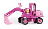 Lena 4102 Prinzessin von Hohenzollern Bagger, Baustellenfahrzeug ca. 35 cm, Schaufelbagger mit beweglichem Baggerarm und Spielfigur, Sandbagger für Mädchen ab 2 Jahre, Spielfahrzeug, Pink, R