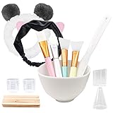 4 Stück Silikon Maskenpinsel/Gesichtsmaske Bürste Set, Gesichtsmaske Pinsel mit Haarbänder und Maskenschüssel, Kosmetik Make-up Beauty Produkte für DIY Maske, Reinigungsmaske,S