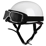 NZGMA Erwachsene Jethelm Motorrad Halbhelm Retro und Stil Roller Motorrad Cruiser Chopper Anti-Kollision DOT/ECE-Zertifizierung F,L