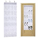 QUMENEY 24 Taschen über der Tür, Schuh-Organizer, Faltbarer Hänge-Organizer Schuhregale mit Haken, Schwerlast Hängender Mesh Schuhhalter für Badezimmer, Kleiderschrank