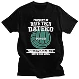 Property of Dateko Date Tech Iron Wall Volleyball Club T Shirt Men Cotton Haikyuu T-Shirt Short Sleeved Japan Manga Tee Men Black M