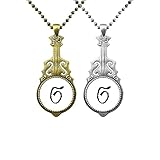 Anhänger mit griechischem Alphabet, Sigma, schwarze Silhouette, Musik-Gitarre, Schmuck, Halsk