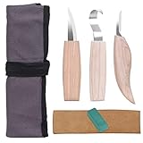 SanGlory Holz-Schnitzwerkzeug Set, 3PCS Holz Schnitzmesser mit Schleifsteine, Professional Holzschnitzerei Messer Werkzeuge ideales Schnitzmesser-Set für Löffel Schüssel Cup