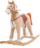 Schaukelpferd Plüsch Schaukeltier Pferd Rocker Ride-ons Rocking Horse Holz for 6-48 Monate Baby Jungen und Mädchen Nette Plüsch Tierstuhl Kleinkind Stuhl Kid Rocker Seat Rocker Spielzeug Musik