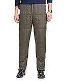 YAOTT Herren Thermohose Isolierte Schneehosen Kompressible Schneehose Outdoor Camping Turnhose Winter Daunenhose Warme Hose Lässige Leggings mit eng anliegender Softshell Hose Armeegrün XXL