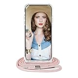 FMPC Handykette Hülle kompatibel mit Samsung Galaxy S7, Necklace Hülle mit Kordel zum Umhängen Silikon Handyhülle Durchsichtig Slim Acryl Case für Samsung Galaxy S7 - Pink