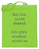 shirt-o-magic Rentner: Bin nicht dement! - Jutebeutel (mit langen Henkeln) -38cm-42cm-Limetten Grü