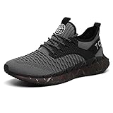AONEGOLD Herren Damen Turnschuhe Atmungsaktiv Leichte Laufschuhe Outdoor Fitness Running Sportschuhe Walkingschuhe Bequem Freizeit Sneaker Grau Größe 43