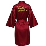 sexy Burgunder Robe Braut Kimono Satin Robe Frauen Bademantel hochzeitsgewand Schwester Mutter der brautbräutigam Brautjungfer Roben -a37-XXL