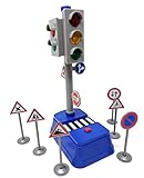 Spielzeug Ampel mit Verkehrszeichen, funktionierende Ampelanlage mit Licht & Sound für Auto Spielzeug