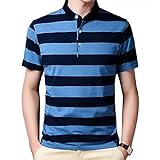 OYUEGE Golf-Shirts für Herren, schmale Passform, Poloshirt, Stretch, kurzärmelig, lässig, Sommer, blau, XL