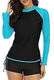 Halcurt Damen Rashguard UV Bekleidung, Athletic Swim Shirt,Langärmelige Badeshirt Badenmode Tank