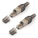 VCE 2 Stück Cat7 RJ45 Stecker Werkzeuglos Cat6A RJ45 Stecker Werkzeugfreier CAT7 Netzwerkstecker Werkzeuglos POE feldkonfektionierbar für Verlegekabel Geschirmt 10 Gigab