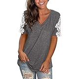 T Shirt Damen Kurzarm Oversize Tunika Tops Oberteile Sommer Rundhals Longshirt Stripe Drucken Basic Elegant locker Pullover Sportshirt Hemd Bluse für Frauen Teenager Mädchen große größ