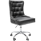 Invicta Interior Design Bürostuhl Victorian Lederoptik schwarz Drehstuhl mit Armlehne Stuhl höhenverstellbar mit L