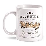 Fashionalarm Tasse - Kaffee Weil es für Whisky noch zu früh ist - beidseitig Bedruckt mit lustigem Spruch Motiv Geschenk-Idee Büro Alkohol, Weiß 330
