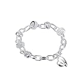 nobrand 925 Small Heart Round Silber Schlangenknochen Armband Armreif Einfache Silber Armbänder für F