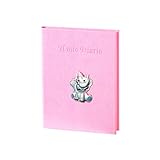 Valenti&Co - Album Geburt Tagebuch Rosa aus Leder - Elefant in Silber - Größe 17,5 x 24,5 cm - Code 10772 R