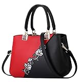 RENGONG Umhängetasche Lederimitat Shopper Damen Schwarz Handtasche Schultertasche Hobo Bag Groß mit verstellbaren Schulterriemen PU Lichee-Muster Umhäng