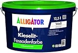 Alligator Kieselit Fassadenfarbe Silikatbasis 12,5 Liter Weiß - Biozidfreier Schutz vor Algen und Pilzen, Wetterschutz, hohe Deckkraft, Außenfarbe - Made in Germany