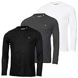 Calvin Klein Herren Langarm-3er-Pack T-Shirt - Schwarz/Charcoal/Weiß - XL