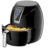 Bakaji Heißluftfritteuse ohne Öl Airfryer 3,2 l Fritteuse Braten natürlich und gesund, Leistung 1300 W mit Timer 30 min und Temperatureinstellung 200 ° Digitales Touch-Display