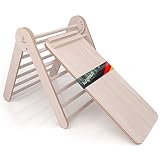 SOULBABY® Kletterdreieck mit Rutsche I aufgebaut & klappbar I 100 % Black Forest Made I Pikler Dreieck mit Rutsche für sofortigen Spaß Dank aufgebauter Lieferung I Höhenverstellbares Triangle Gy