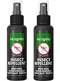 incognito Mückenschutz Spray 100 ml | (Doppelpack x2)| Maximale Wirkung, natürlich, ohne DEET | Schützt wirksam vor Moskitos und anderen stechenden Insekten | Mücken Spray für Erw