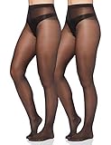 Iris & Lilly by Wolford Damen Strümpfe, 2er-Pack, Schwarz (Nearly Black), M, Label: M