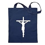 Kiwistar Jesus am Kreuz Tragetasche Baumwolltasche Stoffbeutel Umhängetasche Langer Henk