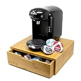 Bambus 64 Tassimo Pod-Halter | Stilvoller Holzkapsel-Schubladen-Organizer | T-Disk Aufbewahrungs- und Holzkaffeemaschinenständer M&W