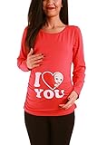Love - Lustige witzige süße Umstandsmode Umstandsshirt Schwangerschaftsshirt Sweatshirt mit Motiv für die Schwangerschaft, Langarm (Koralle, Medium)