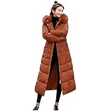 BOMINGS Damen Casual Daunenmantel Daunenjacke Parka Lange Jacke Warm Winterjacke Wintermantel mit Fellkapuze Steppjacke Pelzkragen-Kapuzenjack