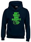 Dont Touch IT - SONST KLATSCH IT Hoodie Sweatshirt mit Kapuze schwarz-Green Gr.140