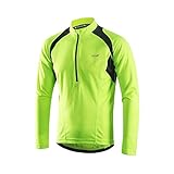 ARSUXEO Radtrikot Herren Langarm MTB Jersey Halber Reißverschluss Radbekleidung 6031 Grün L