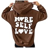 BIBOKAOKE Hoodie Damen Oversized Sweatshirt Weihnachtspullover Loose Tops Langarm Jumper Bluse Liebesbrief Drucken Lustig Weihnachten Pullover Sweatjacke Herbst Winter Outwear H