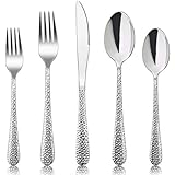 HaWare Besteck Set, 60-teiliges Edelstahl Besteckset für 12 Personen mit Messer Gabel Löffel, Modernes Hammergriff Essbesteck für Haus/Party/Hotel/Restaurant, Hochglanzpoliert＆ Spü